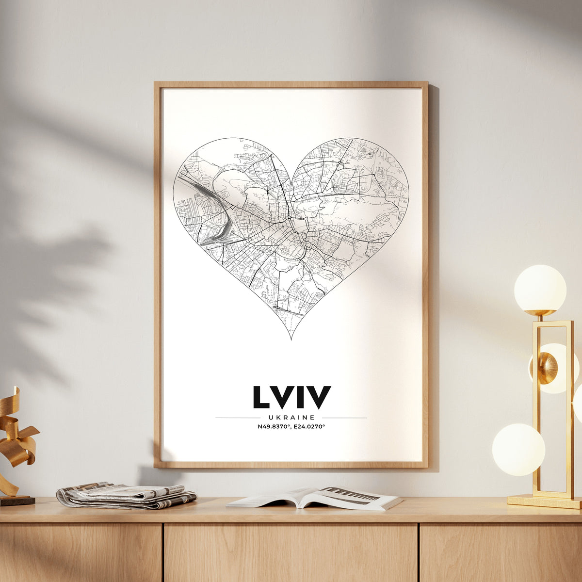 Lviv Heart Map Poster
