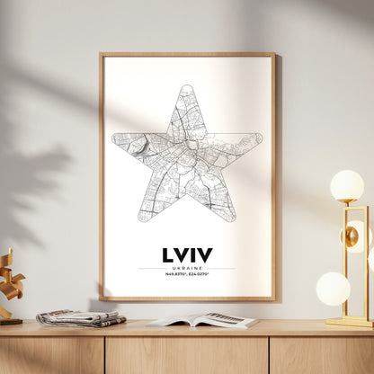 Lviv Star Map Poster