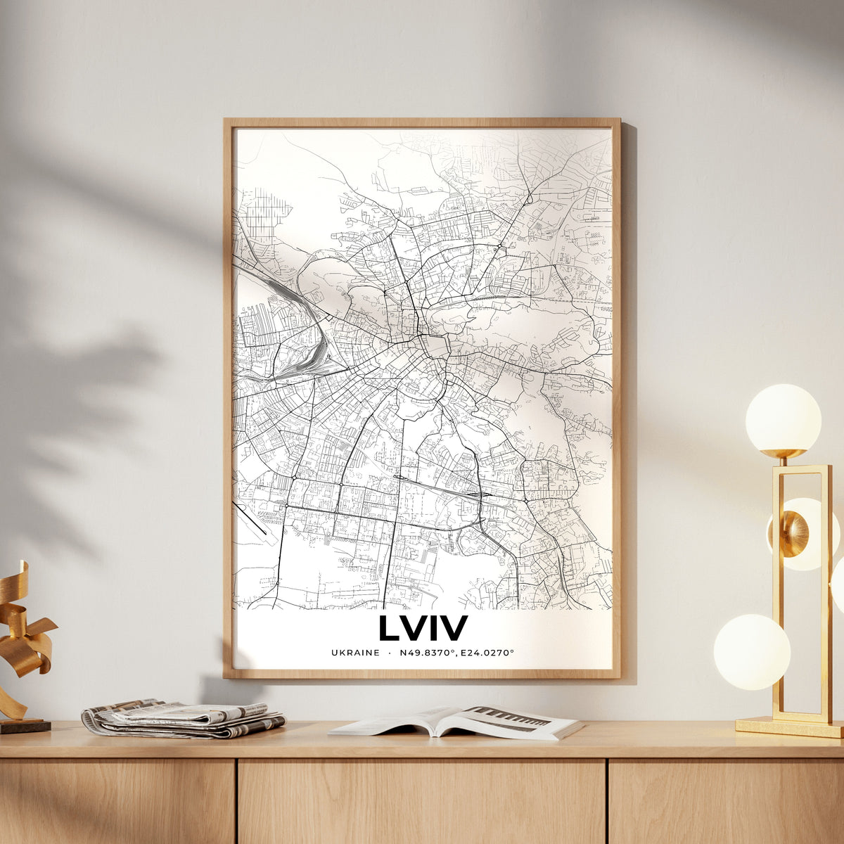 Lviv Elegant Map Poster