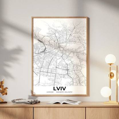 Lviv Elegant Map Poster