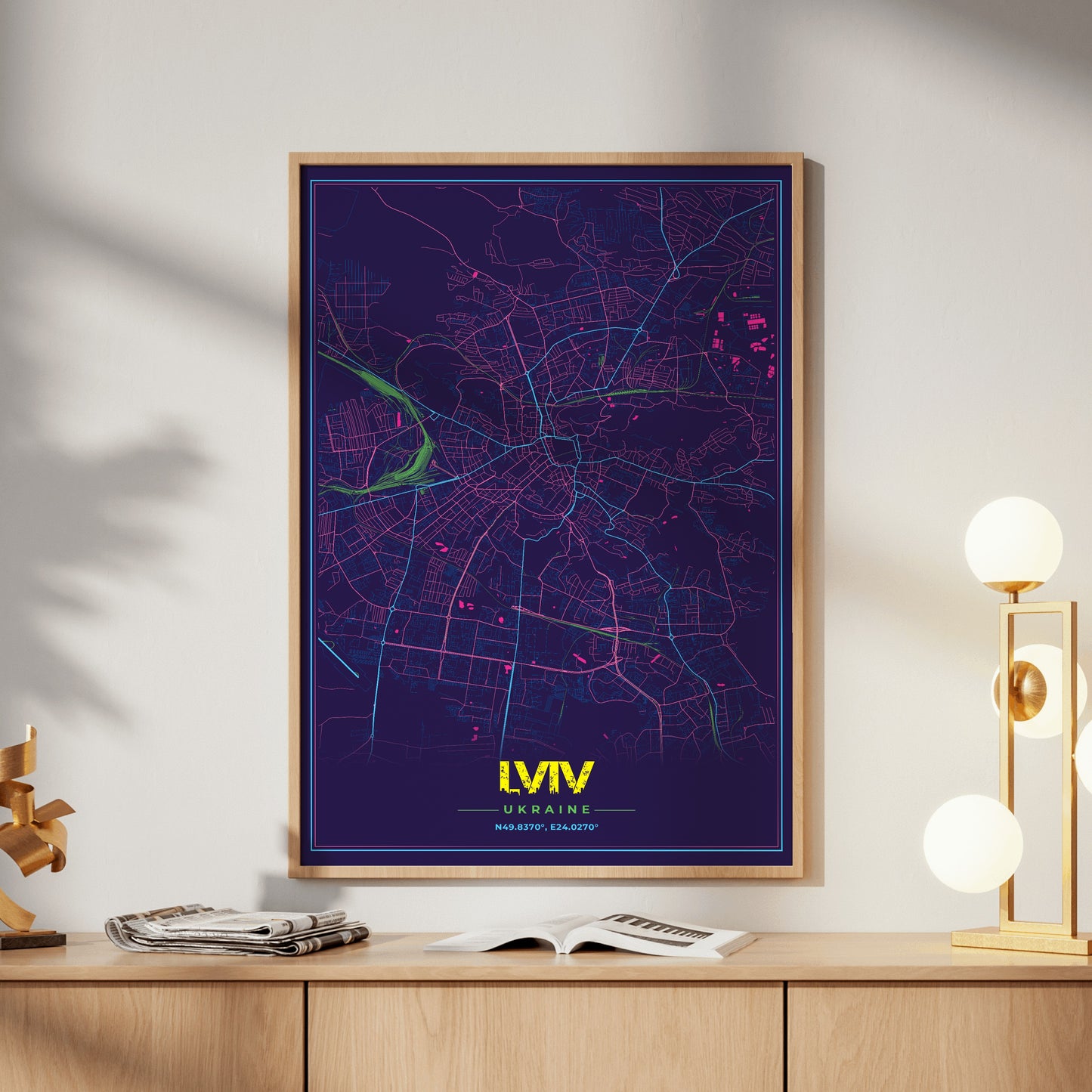 Lviv Cyberpunk Map Poster