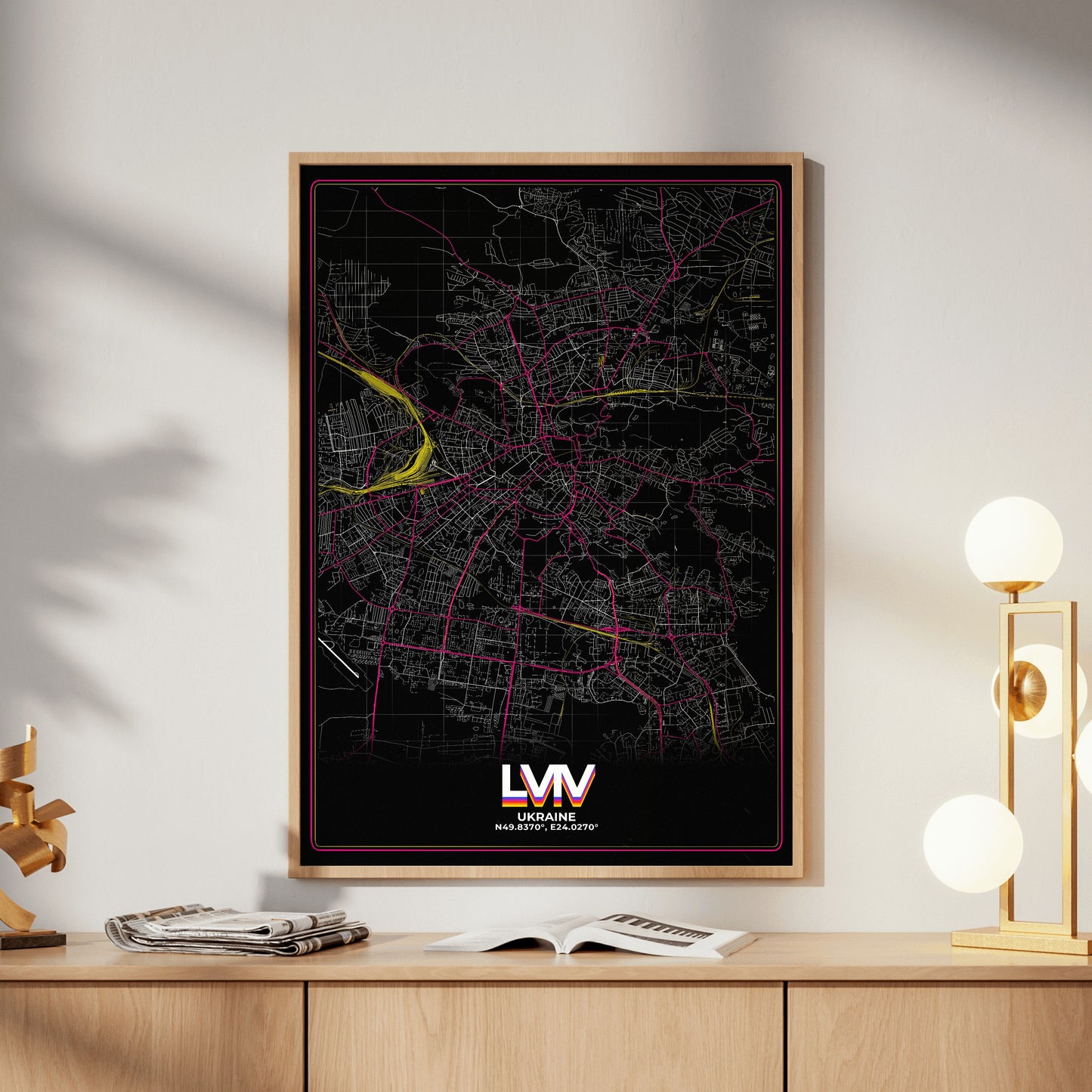 Lviv Retro Map Poster