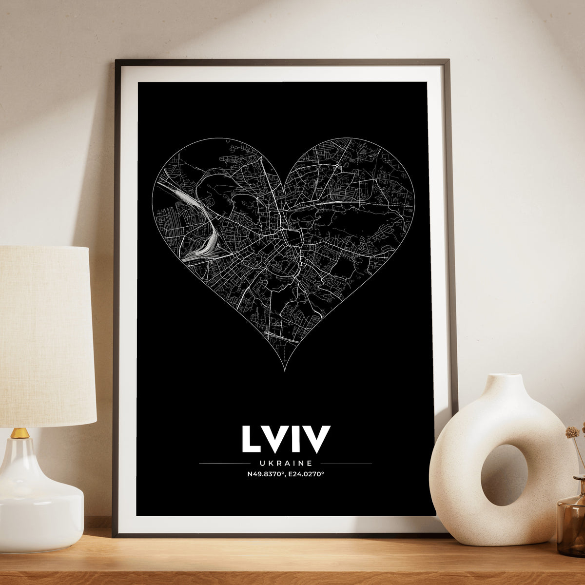 Lviv Heart Map Poster