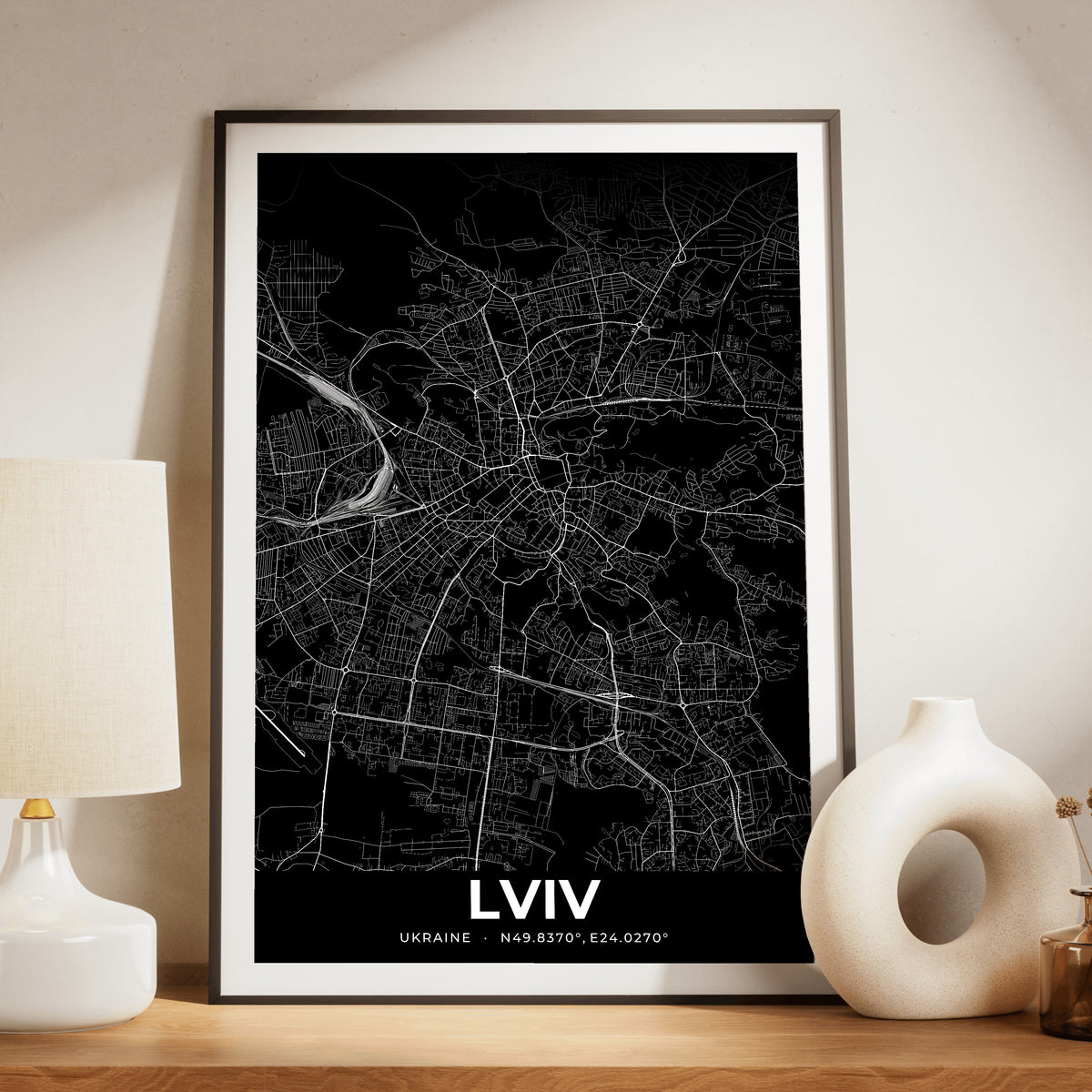 Lviv Elegant Map Poster