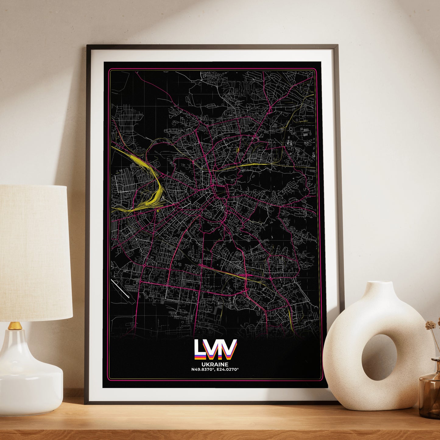 Lviv Retro Map Poster