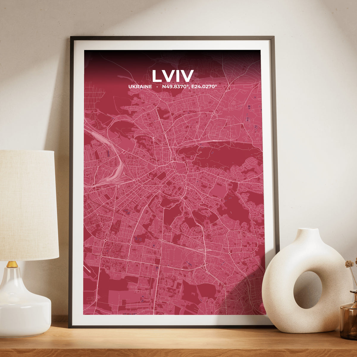 Lviv Scarlet Map Poster