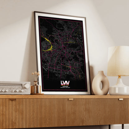 Lviv Retro Map Poster