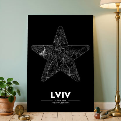 Lviv Star Map Poster