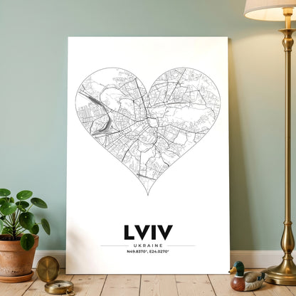 Lviv Heart Map Poster