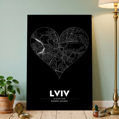 Lviv Heart Map Poster