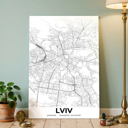 Lviv Elegant Map Poster