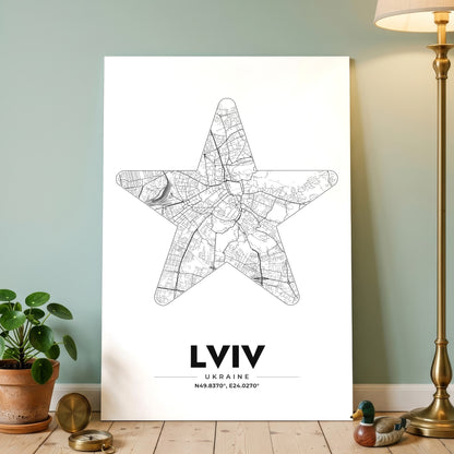 Lviv Star Map Poster