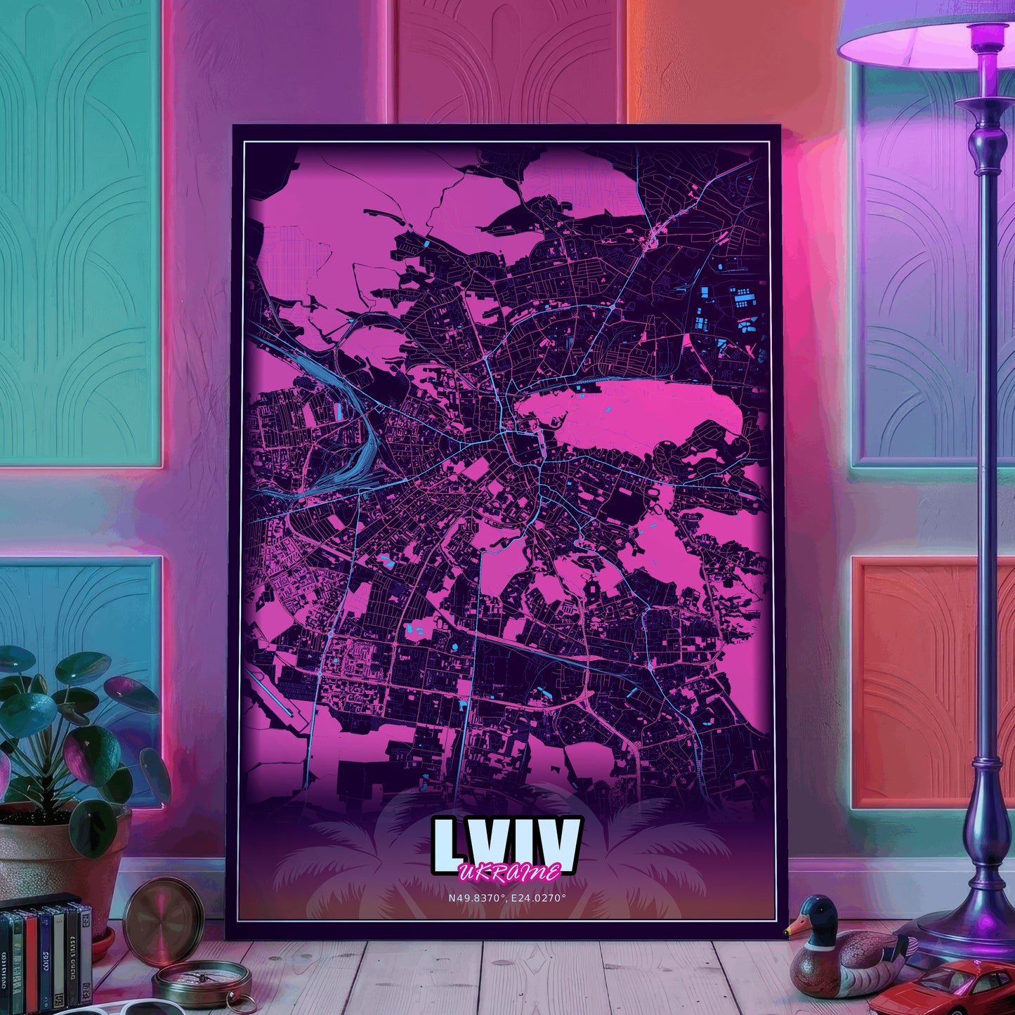 Lviv GTA Map Poster