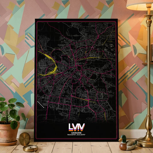 Lviv Retro Map Poster