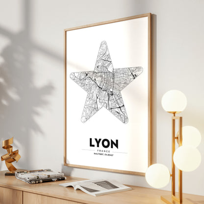 Lyon Star Map Poster
