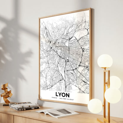 Lyon Elegant Map Poster