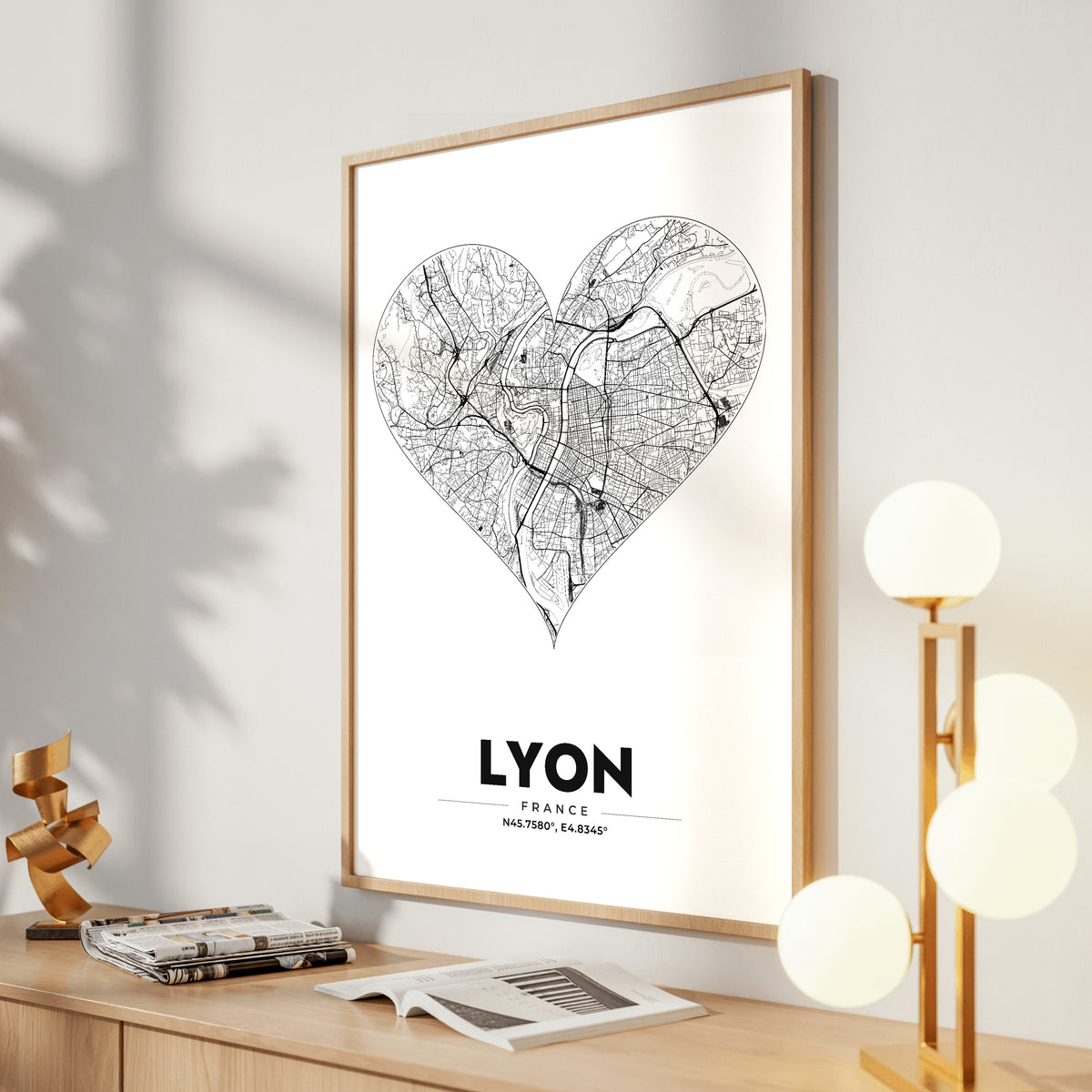 Lyon Heart Map Poster