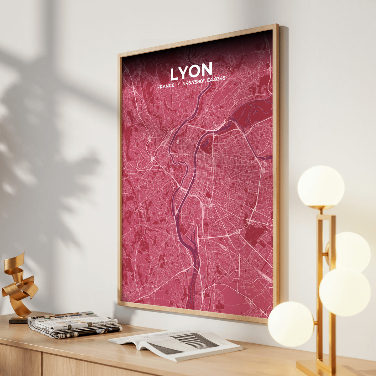 Lyon Scarlet Map Poster