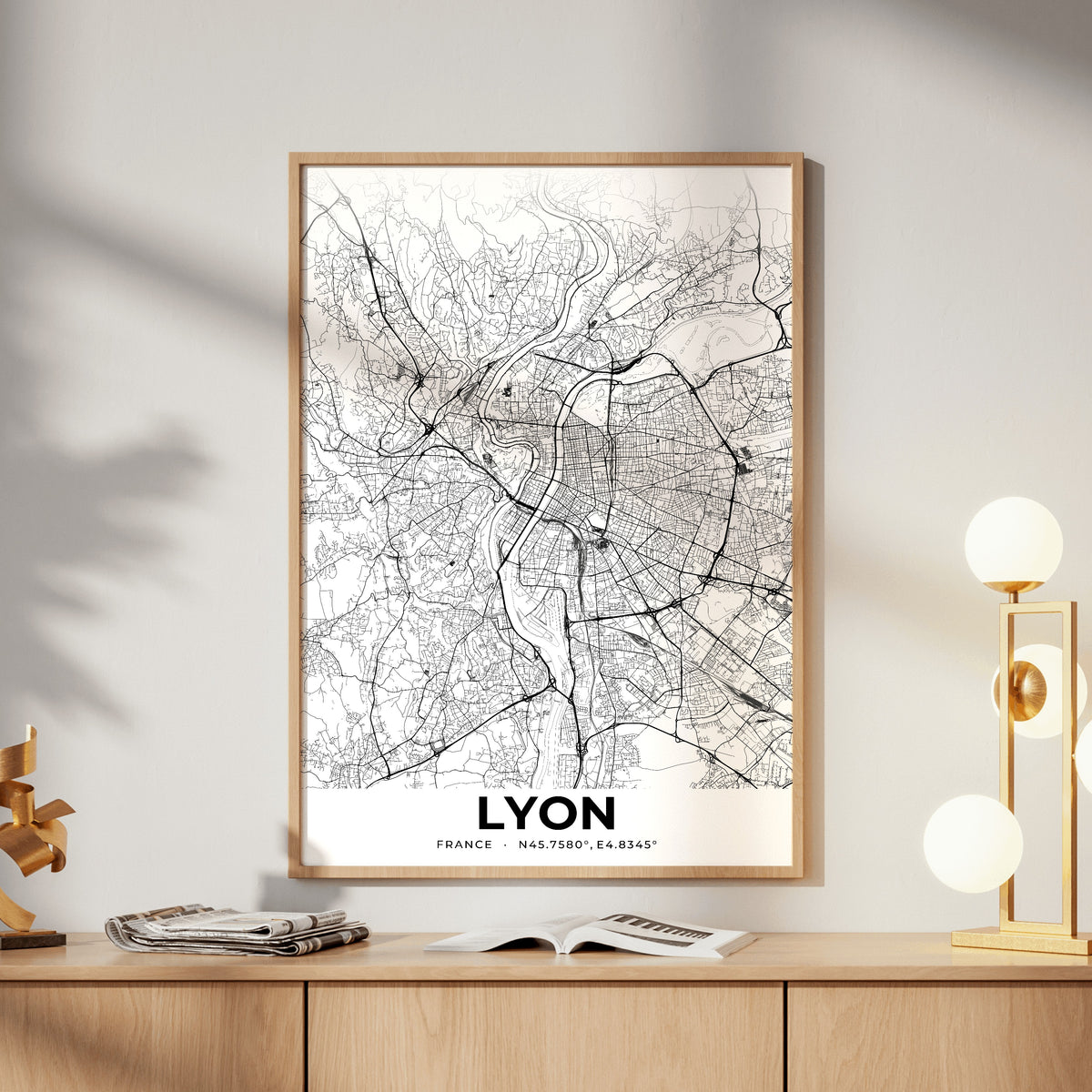 Lyon Elegant Map Poster