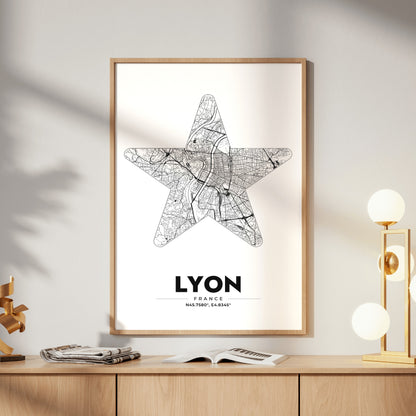 Lyon Star Map Poster