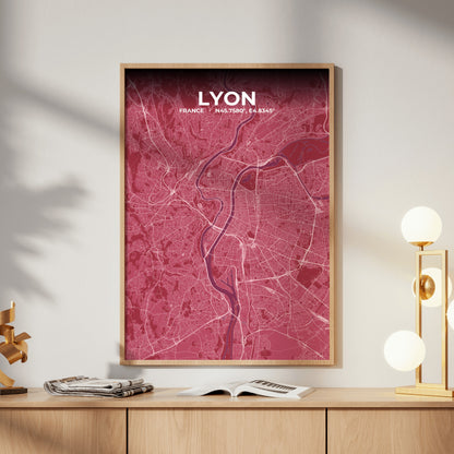 Lyon Scarlet Map Poster