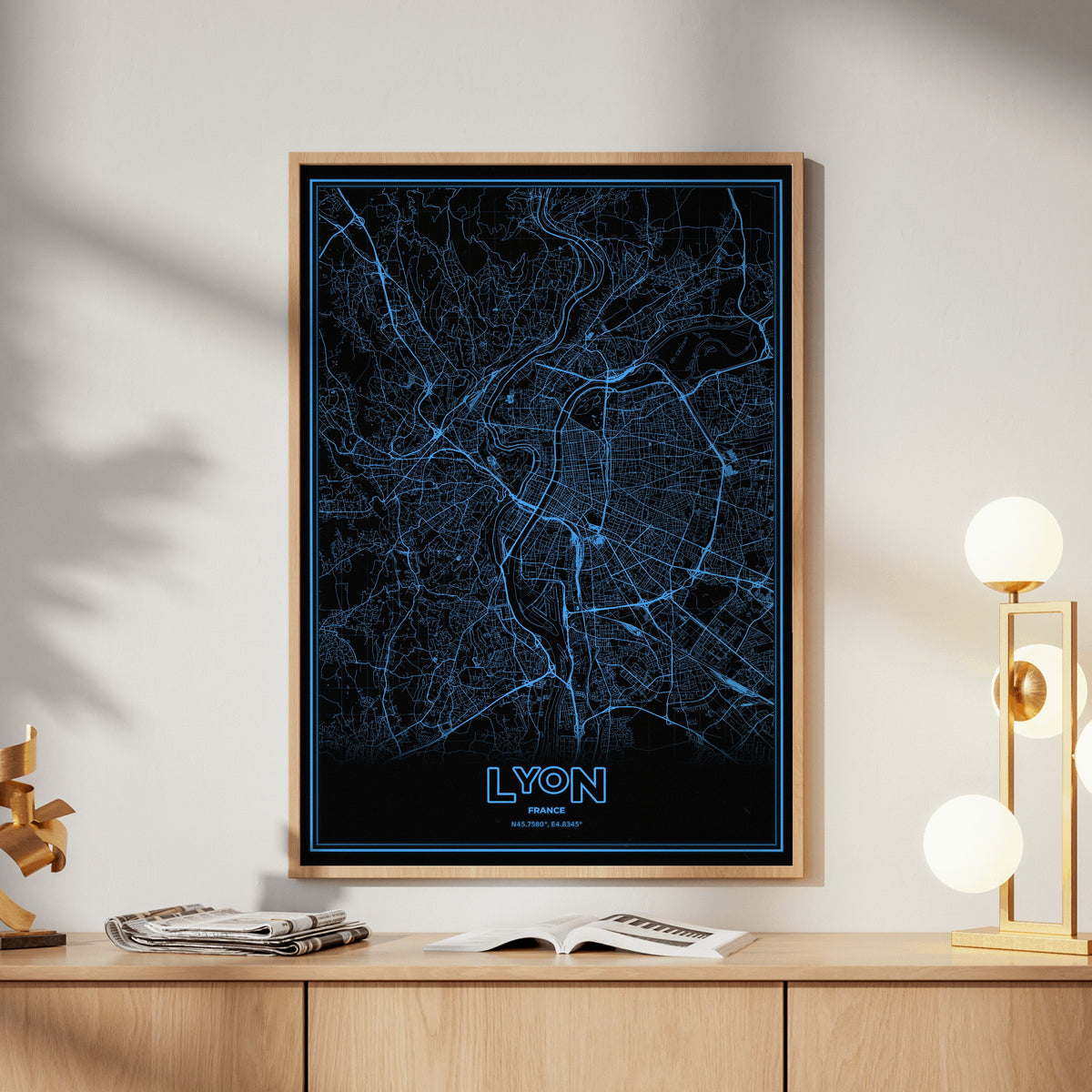 Lyon Phosphor Map Poster - IBM Blue