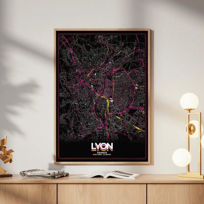 Lyon Retro Map Poster