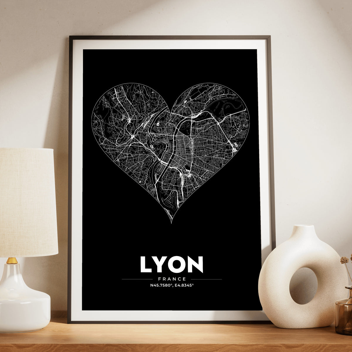 Lyon Heart Map Poster
