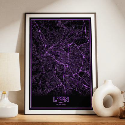 Lyon Phosphor Map Poster - EGA Violet