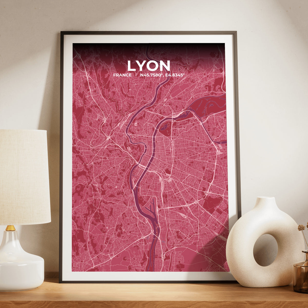 Lyon Scarlet Map Poster