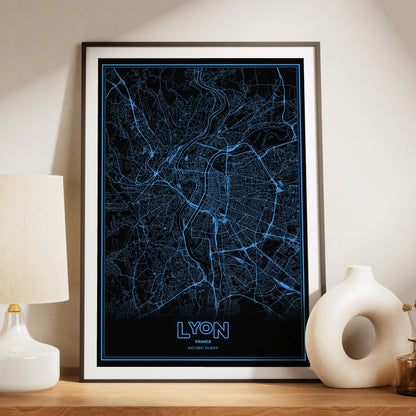 Lyon Phosphor Map Poster - IBM Blue