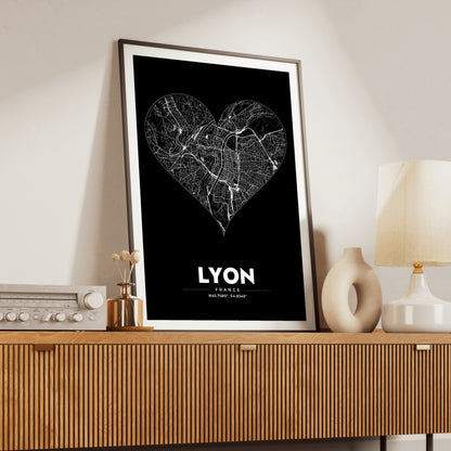 Lyon Heart Map Poster
