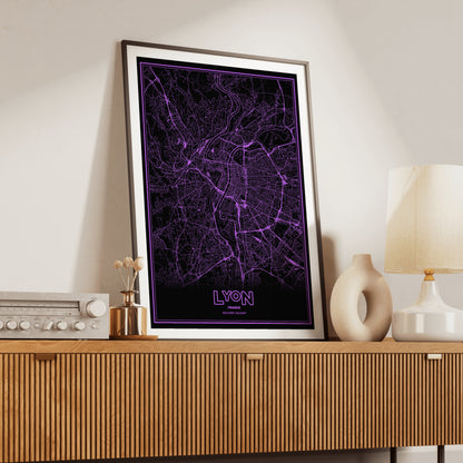 Lyon Phosphor Map Poster - EGA Violet