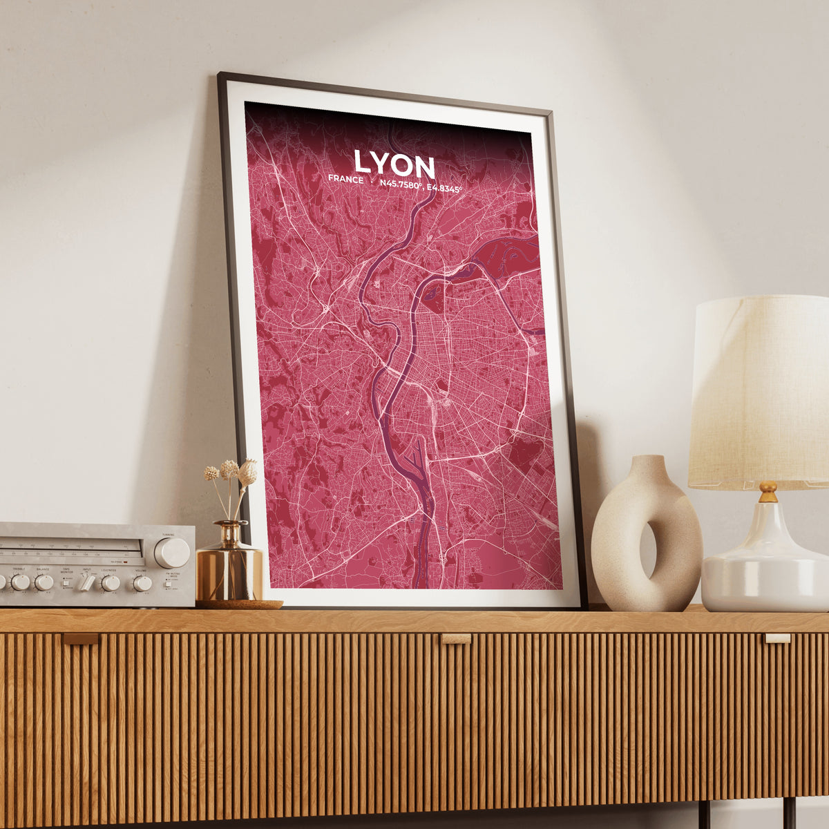 Lyon Scarlet Map Poster