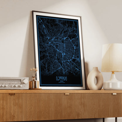 Lyon Phosphor Map Poster - IBM Blue