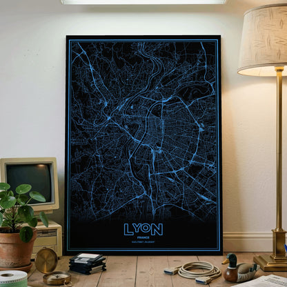Lyon Phosphor Map Poster - IBM Blue