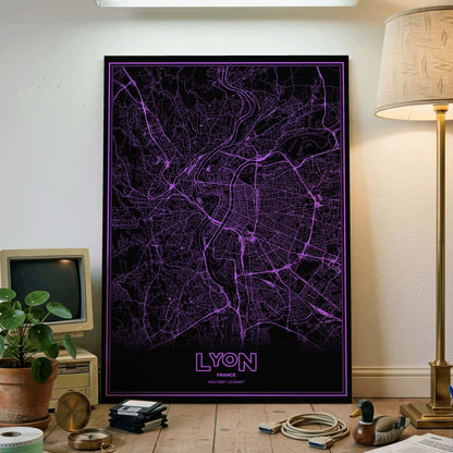 Lyon Phosphor Map Poster - EGA Violet