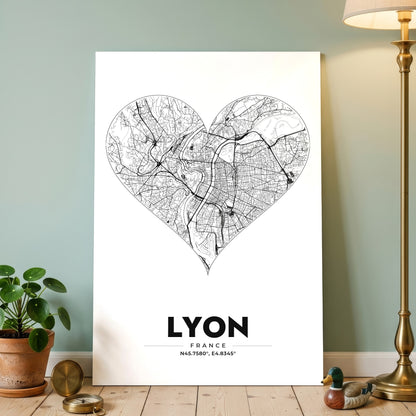 Lyon Heart Map Poster