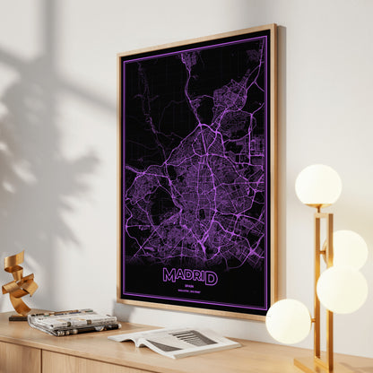 Madrid Phosphor Map Poster - EGA Violet