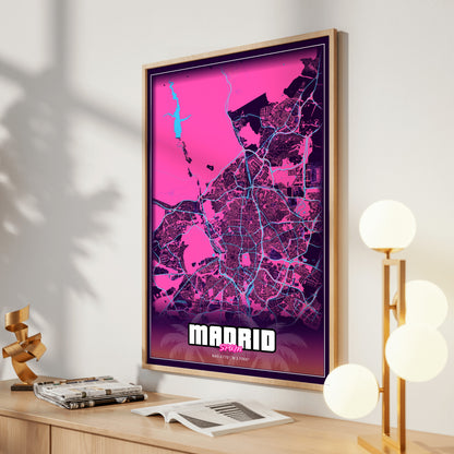 Madrid GTA Map Poster