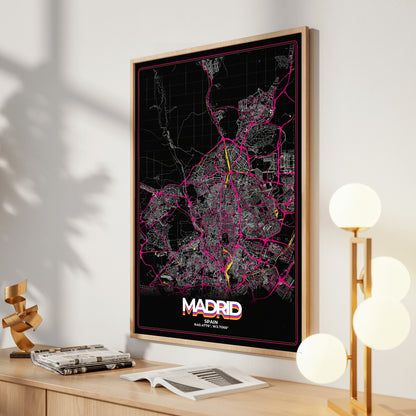 Madrid Retro Map Poster