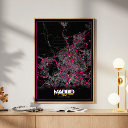 Madrid Retro Map Poster