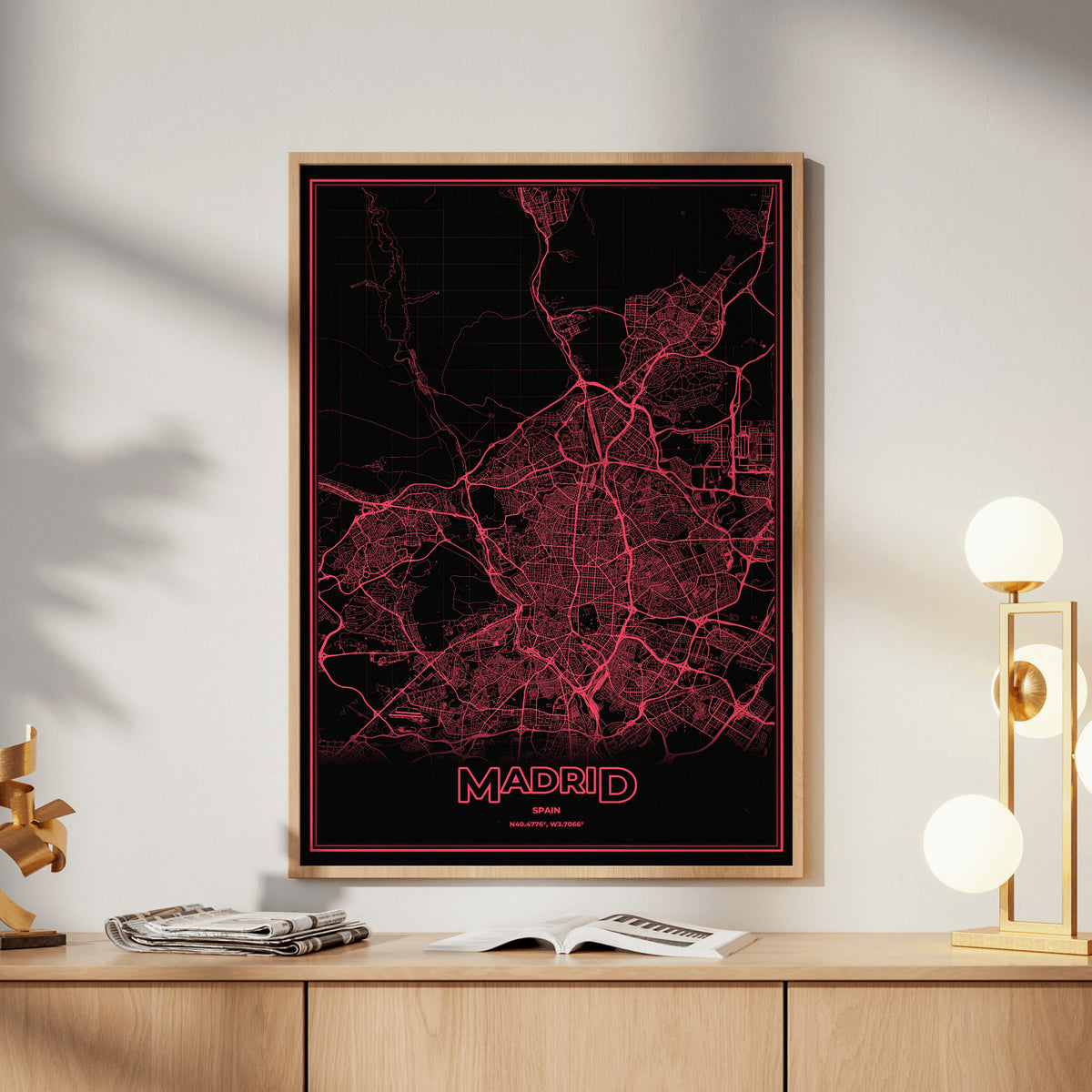 Madrid Phosphor Map Poster - System Alert