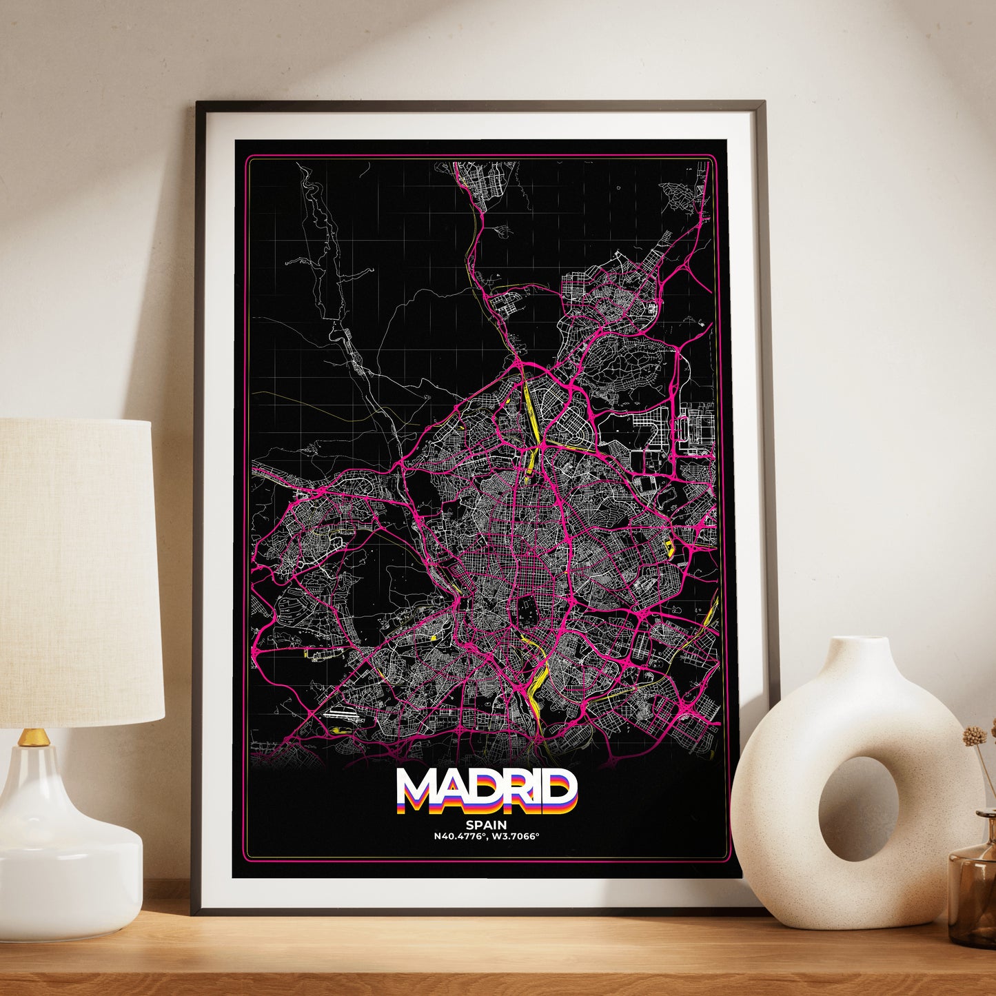 Madrid Retro Map Poster