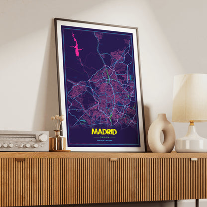 Madrid Cyberpunk Map Poster