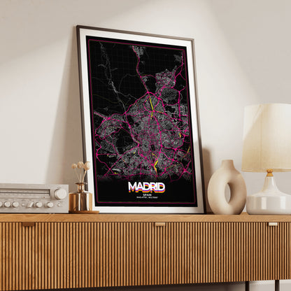 Madrid Retro Map Poster