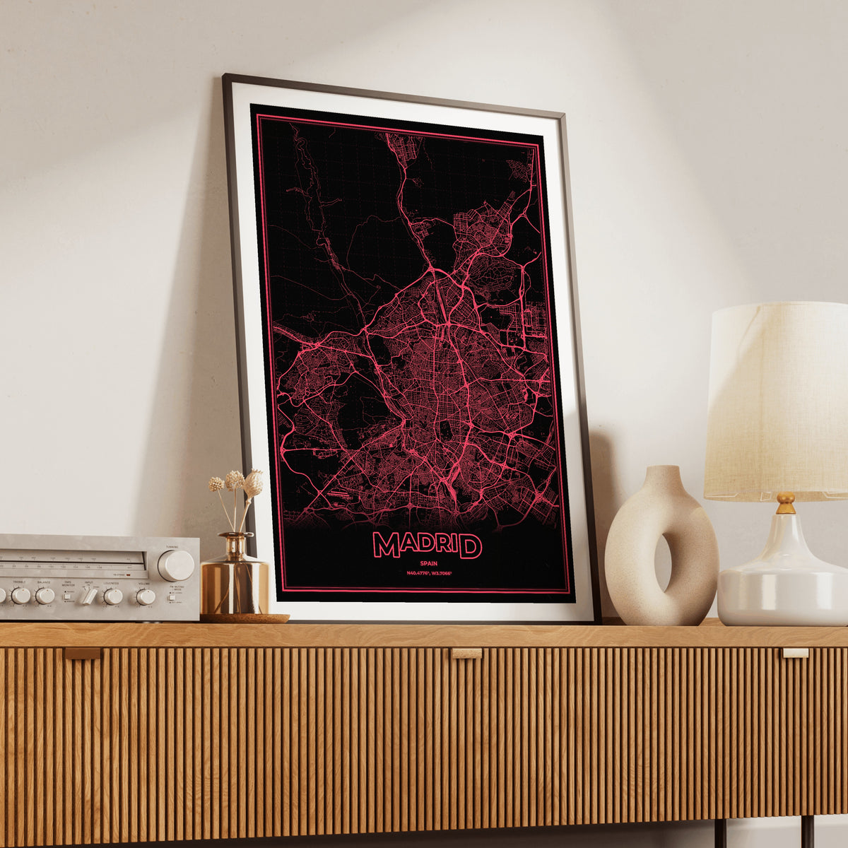 Madrid Phosphor Map Poster - System Alert