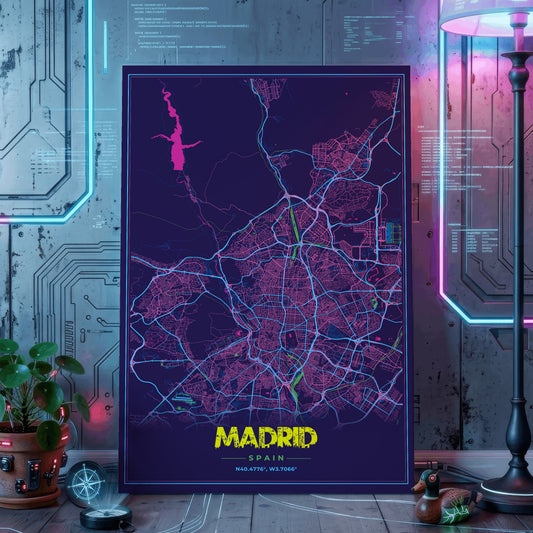Madrid Cyberpunk Map Poster