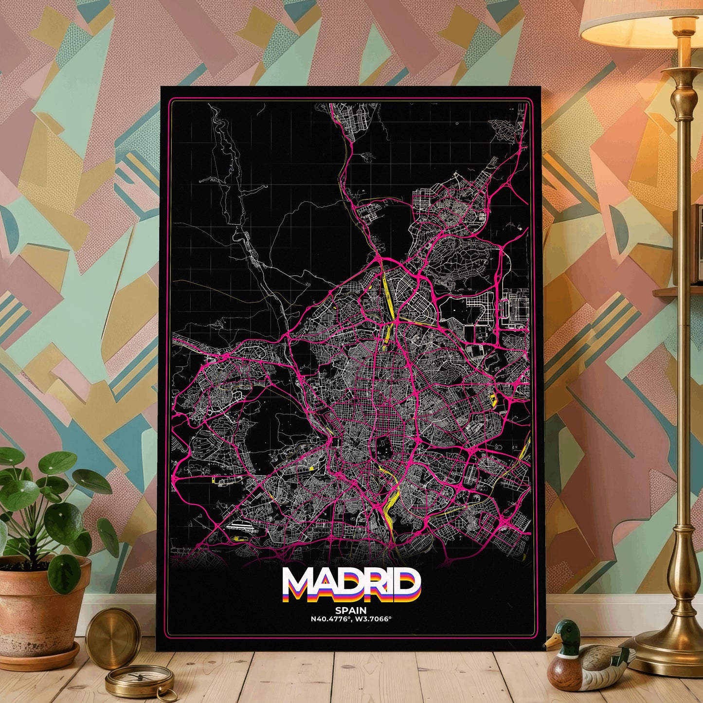 Madrid Retro Map Poster