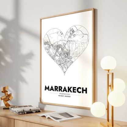 Marrakech Heart Map Poster